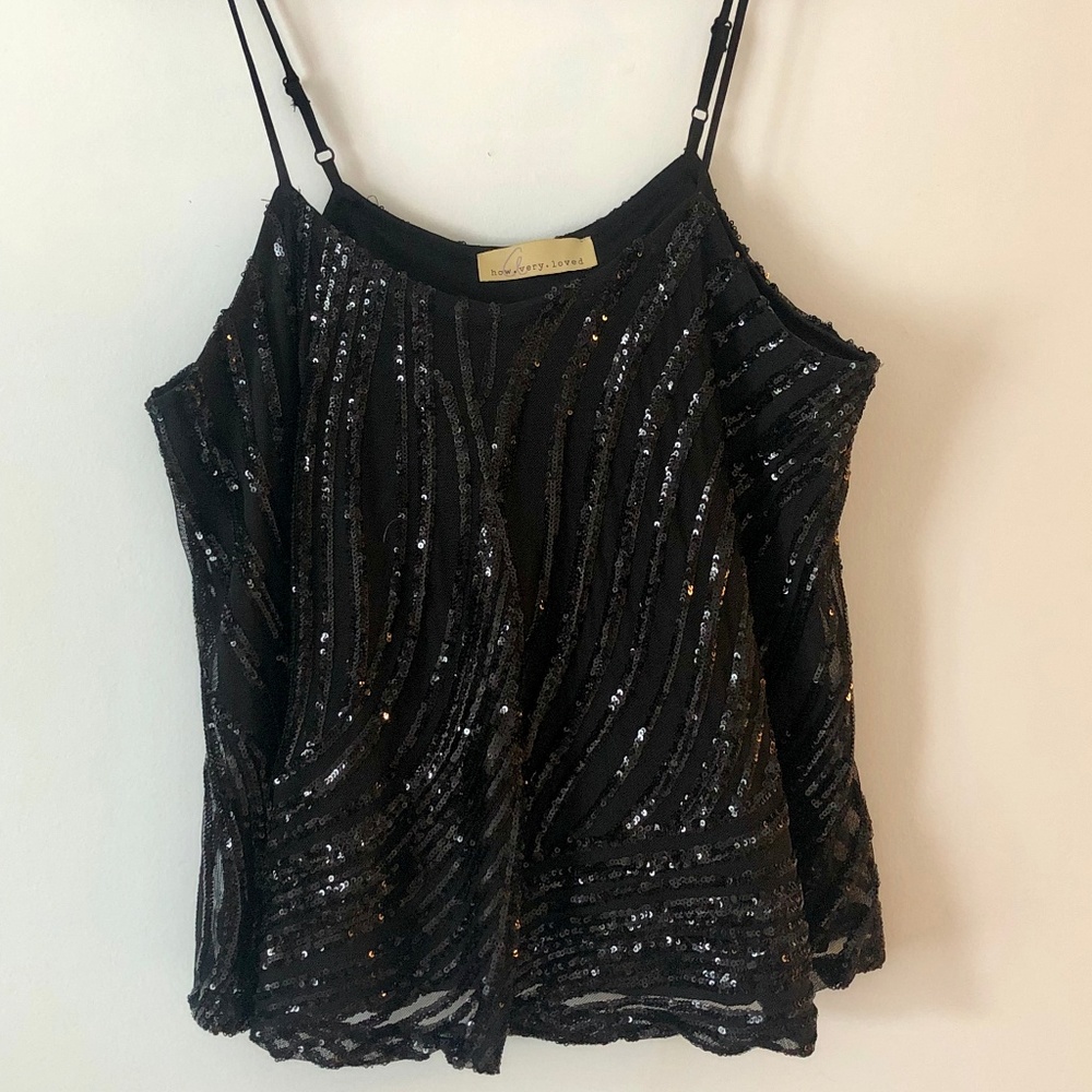 Black Sequin Tank Top - New Year’ Eve